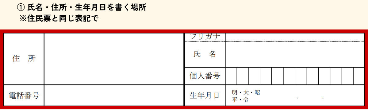 寄附金税額控除に係る申告特例申請書の氏名住所欄