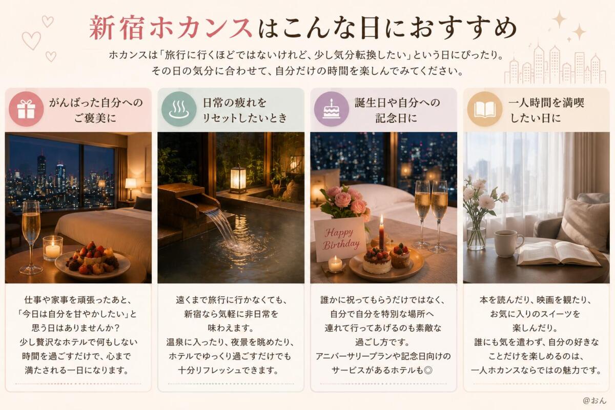 【東京新宿ホカンス】こんな日におすすめ